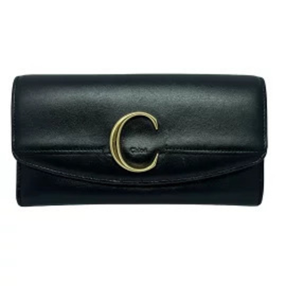 Chloe C Long Wallet Black Leather